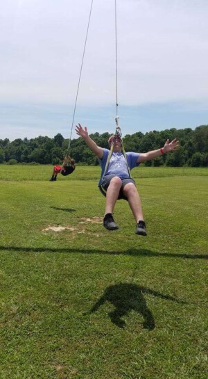 Colcord FBC youth campers swinging at grand lake baptist assembly