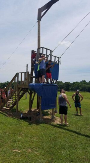 Colcord FBC youth rope swing camp activity at grand lake baptist assembly