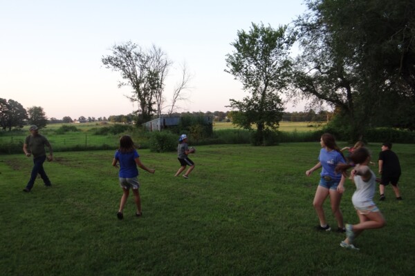 Group of church kids doing recreation