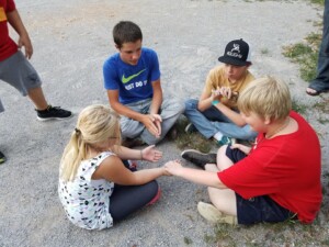 Kids participating in an activity by church