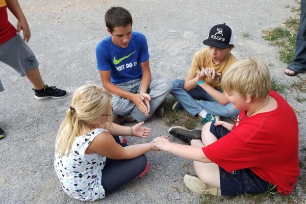 Kids participating in an activity by church